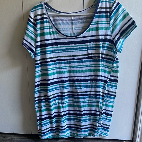 Motherhood Maternity shirt-blue stripes - Picture 1 of 4